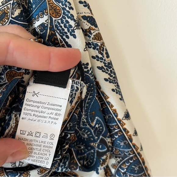 Shein Boho Paisley Print Tie Front Kimono Top XL Bell Sleeve Festival Blouse - Picture 10 of 10